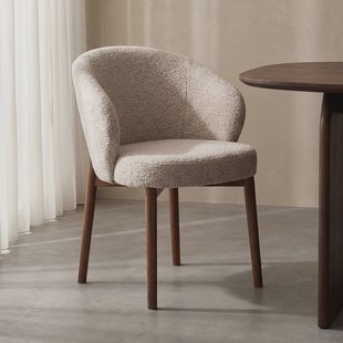 LABEL51 Eetkamerstoel Sakiko Superb-stof en walnoot - Beige