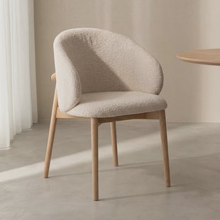 LABEL51 Eetkamerstoel Nagano Bouclé en hout - Naturel