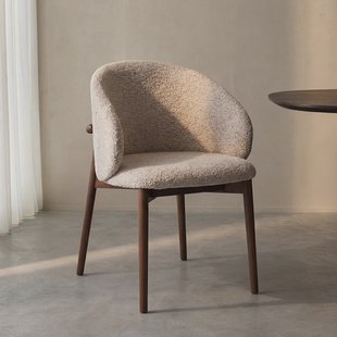 LABEL51 Eetkamerstoel Nagano Superb-stof en walnoot - Beige