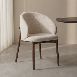 LABEL51 Eetkamerstoel Nagano Bouclé en walnoot - Naturel