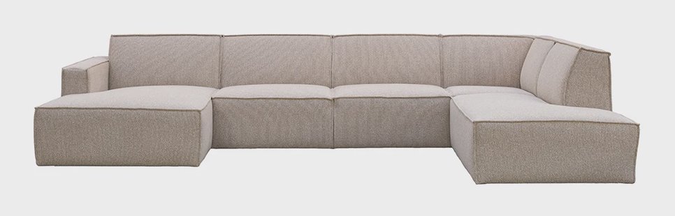 LABEL51 U-bank Kay Rechts, 363cm, Bouclé - Naturel