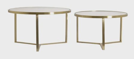 Light & Living Ronde Salontafel Serelle Glas en metaal, Set van 2 stuks - Bruin