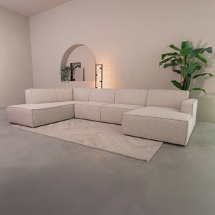 LABEL51 U-bank Kay Hoek Links, 363cm, Bouclé - Naturel