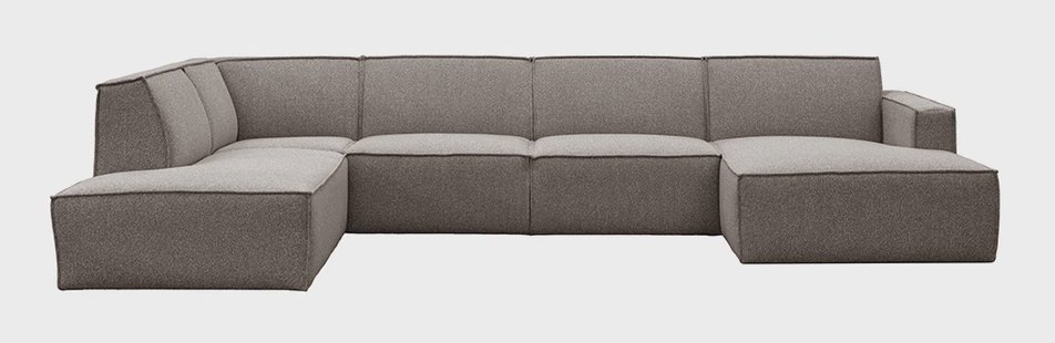 LABEL51 U-bank Kay Hoek Links, 363cm, Bouclé - Mushroom