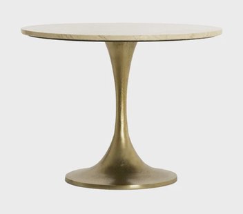 Light & Living Ronde Bijzettafel Tomar Marmerlook, Ø59cm - Beige,Goud