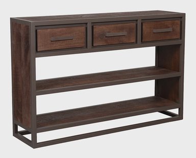 LABEL51 Sidetable Peru Mangohout en metaal, 115cm - Espresso