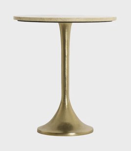 Light & Living Ronde Bijzettafel Tomar Marmerlook, Ø48cm - Beige,Goud