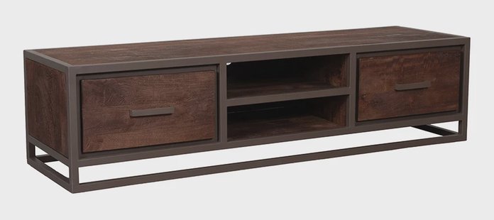 LABEL51 TV-meubel Peru Mangohout en metaal, 160cm - Espresso