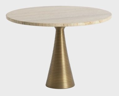 Light & Living Ronde Salontafel Bahia Travertin, Ø50cm - Beige,Brons