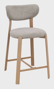 LABEL51 Barkruk Mika Prestige-stof en eikenhout - Beige (zithoogte 50cm)