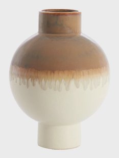 Light & Living Vaas Zelata Keramiek, 38cm - Crème/Taupe - Rond