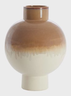 Light & Living Vaas Zelata Keramiek, 46cm - Crème/Taupe - Rond