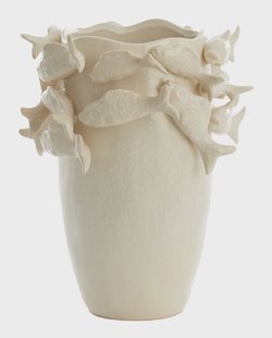 Light & Living Vaas Fish Keramiek, 37cm - Crème - Ovaal