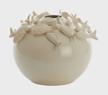 Light & Living Vaas Fish Keramiek, 32cm - Crème - Rond