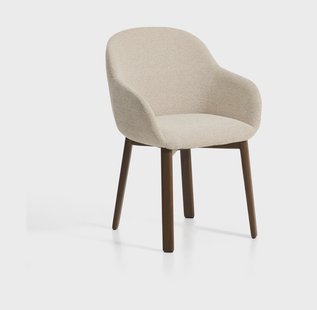Kave Home Eetkamerstoel Meila Met armleuning, Chenille - Beige/Bruin