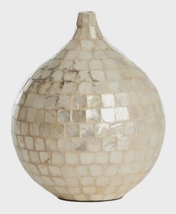 Light & Living Vaas Elorza Mozaïek, 25cm - Crème - Rond
