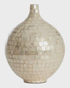 Light & Living Vaas Elorza Mozaïek, 35cm - Crème - Rond