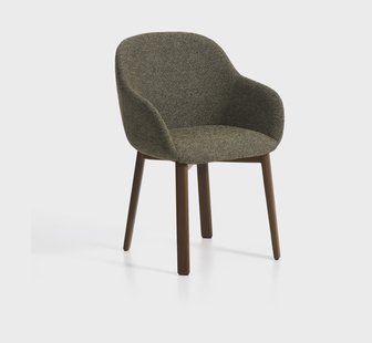 Kave Home Eetkamerstoel Meila Met armleuning, Chenille - Groen/Bruin