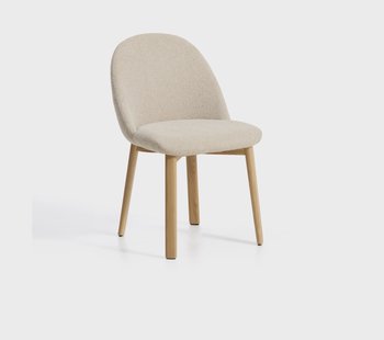 Kave Home Eetkamerstoel Meila Chenille - Beige/Naturel