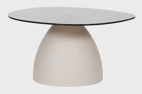 LABEL51 Ovale Salontafel Vera Glas en beton, 84 x 74cm - Smoked Brown - Ovaal