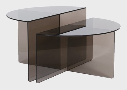 LABEL51 Organische Salontafel Rosa Glas, 80 x 80cm - Smoked Brown