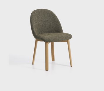 Kave Home Eetkamerstoel Meila Chenille - Groen/Naturel