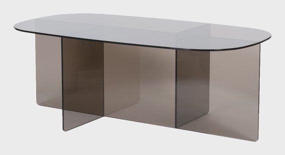 LABEL51 Ovale Bijzettafel Petal Glas, 45 x 35cm - Smoked Brown - Organisch
