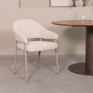 LABEL51 Eetkamerstoel Sora Bouclé - Naturel/Taupe