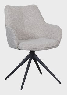 LABEL51 Draaibare Eetkamerstoel Sawa Bouclé - Naturel/Zwart