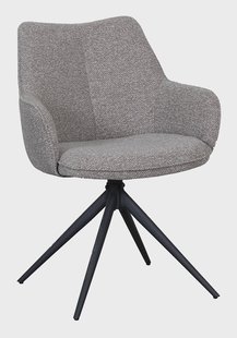 LABEL51 Draaibare Eetkamerstoel Sawa Bouclé - Mushroom/Zwart