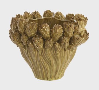 Light & Living Vaas Fynara Keramiek, 20cm - Okergeel - Rond