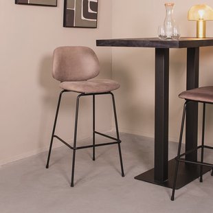 LABEL51 Barkruk Bello Lederlook - Taupe (zithoogte 74cm)