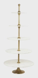Light & Living Etagère Vermentino Marmerlook, 175cm hoog - WIT - Rond