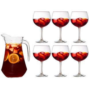Cosy & Trendy Sangriaset Karaf 1.6 Liter + Sangria Glazen 700 ml - 6 Stuks