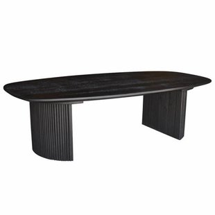 Giga Meubel Salontafel Feline - Deens Ovaal - Zwart - Mangohout - 130cm