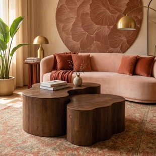 Giga Meubel Salontafel Moos - Organisch Donkerbruin Hout - 100x65x36cm