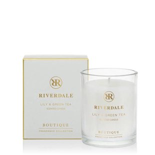 Riverdale geurkaars in pot Boutique Lily & Green Tea - 10cm grijs