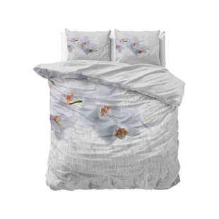 Sleeptime 2-persoons dekbedovertrek 200x220 cm met print - wit