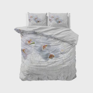 Sleeptime lits-jumeaux dekbedovertrek met print 240x220 cm - wit