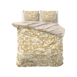 Sleeptime lits-jumeaux dekbedovertrek met print 240x220 cm - goud
