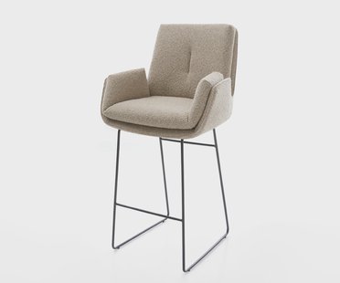 DELIFE Barstoel Clea-Flex Bouclé Mud Sledeonderstel metaal zwart Zwart
