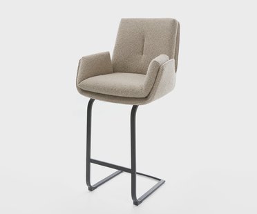 DELIFE Barstoel Clea-Flex Bouclé Mud Vrijkantelframe plat metaal Zwart