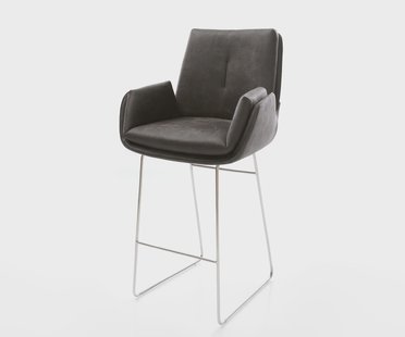 DELIFE Barstoel Clea-Flex Microvezel Antraciet Vintage Sledeonderstel roestvrij staal Zilver