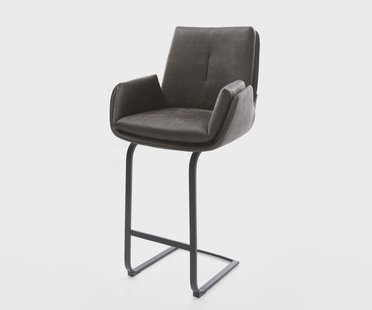 DELIFE Barstoel Clea-Flex Microvezel Antraciet Vintage Vrijkantelframe plat metaal Zwart