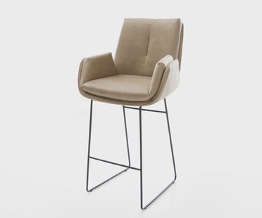 DELIFE Barstoel Clea-Flex Microvezel Beige Vintage Sledeonderstel metaal zwart Zwart