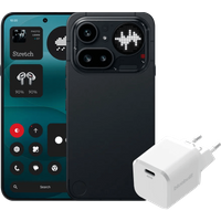 Nothing Phone (4a) Pro 256GB Zwart 5G + BlueBuilt Oplader met Usb C Poort 45W Wit