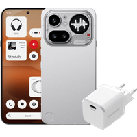 Nothing Phone (4a) Pro 256GB Zilver 5G + BlueBuilt Oplader met Usb C Poort 45W Wit