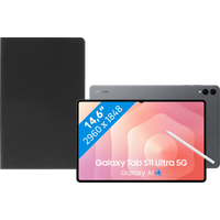 Samsung Galaxy Tab S11 Ultra 14,6 inch 512GB Wifi + 5G Grijs + BlueBuilt Book Case Zwart