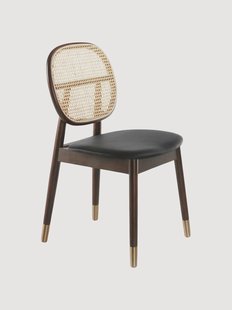 Rotan &amp; kunstleer eetstoelen Daria, 2-delig