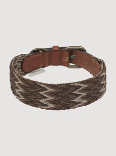 Handgeweven hondenhalsband Peruvian Classic met leren details